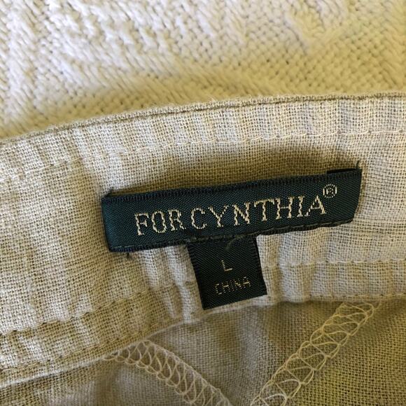 For Cynthia Linen Blend Textured A-Line Skirt Large Neutral Midi Boho Minimalist - Picture 7 of 9